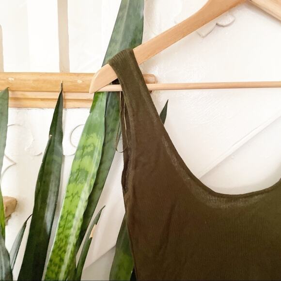 ZARA Knit Ribbed Army Green Blouse Sz S - Picture 2 of 8